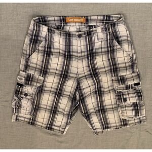 Lee Dungarees Blue/White Plaid Cargo Shorts Men's Size 30